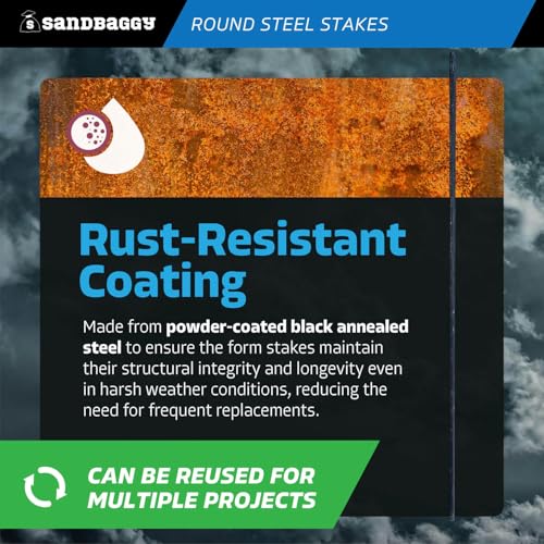 60 Inch Round Steel Concrete Form Stakes with Nail Holes (5 Count)
