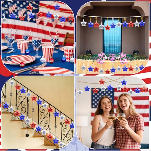 24 Pcs 4th of July Patriotic Tree Ornaments (10 Count)