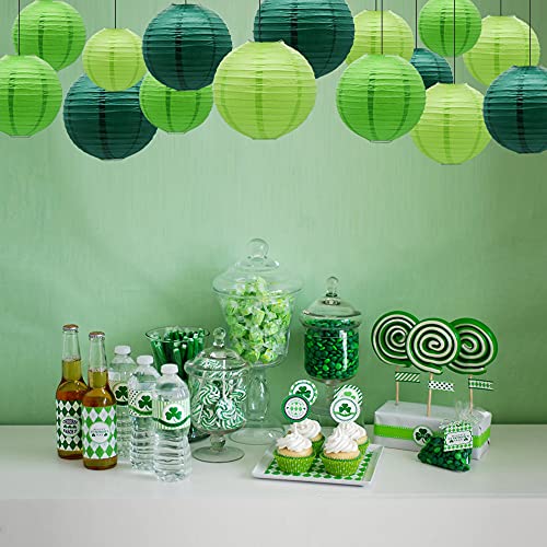 15 Pcs Green Paper Lanterns (15 Count)
