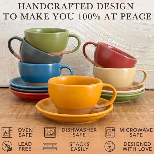Ceramic Latte Art Mug With Saucer