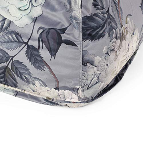 Traditional Velvet Flower Print Cube Pouf Ottoman Foot Stool