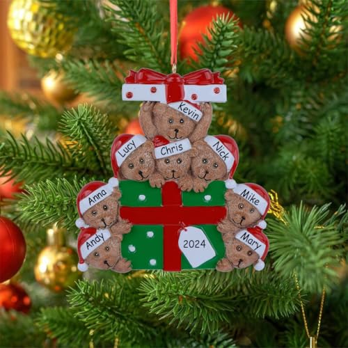Personalized Bear Family of 8 Christmas Ornament 2026