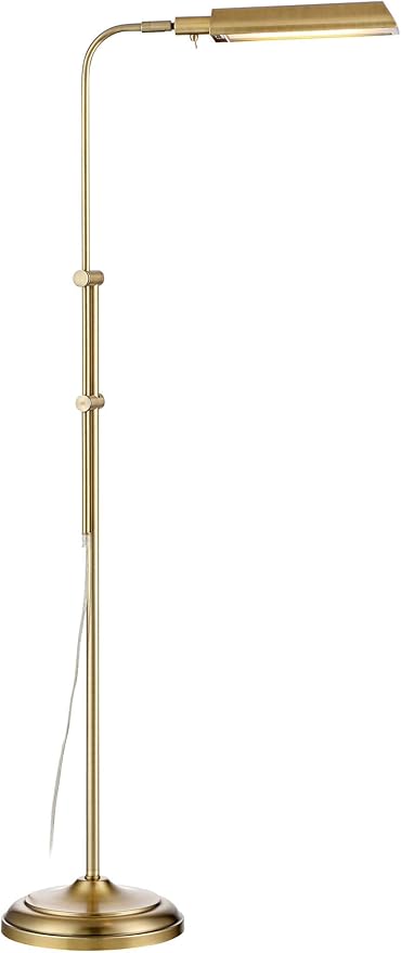 360 Lighting Culver Traditional Farmhouse Pharmacy Floor Lamp Standing LED Adjustable Height Plated 57" Tall Aged Brass Metal Shade Pole Light for Living Room Reading House Bedroom Home Decor
