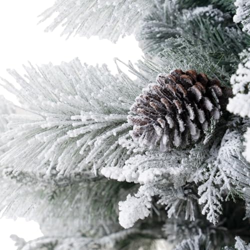 Darla 7.5ft Snow Flocked Rotating Christmas Tree with Star Projector