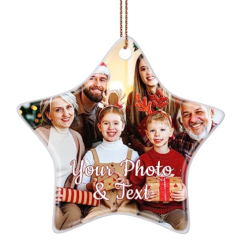 Personalized Christmas Ornaments 2025 Ceramic Custom Picture Text Hanging Ornament Customized Christmas Tree Decorations Keepsake Gift for Family Couples Xmas Tree Home Decor