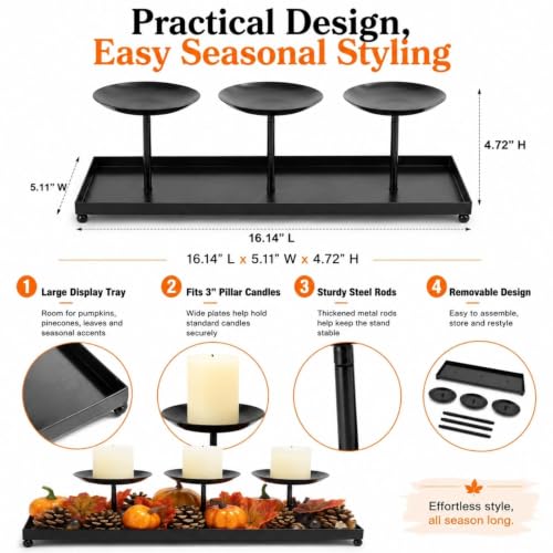 3 Pillar Candle Holders Centerpiece