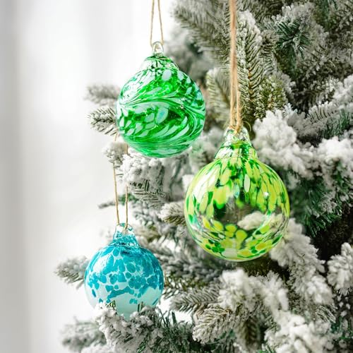 3Pcs Hand Blown Glass Gazing Balls 2.3in Hanging Friendship Ball for Garden (3 Count)