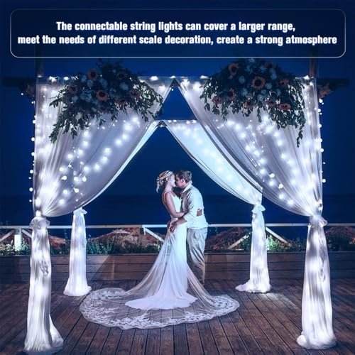 100ft 200 LED White Globe String Lights Indoor Outdoor Waterproof