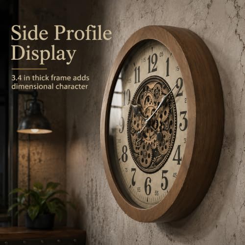 Large Real Moving Gears Wall Clocks for Living Room Decor