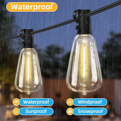 25FT Outdoor String Lights for Patio with 12+1 ST38 LED Bulbs (12 Count)
