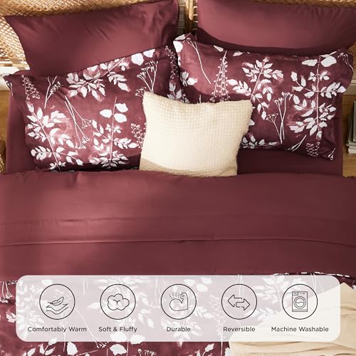 Floral Burgundy Comforter Set