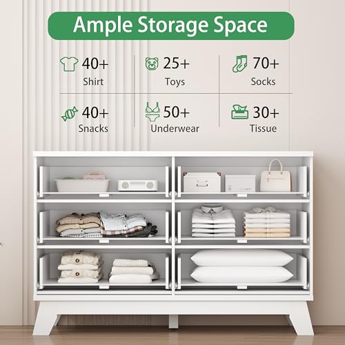 Fluted Dresser for Bedroom with 6 Drawers