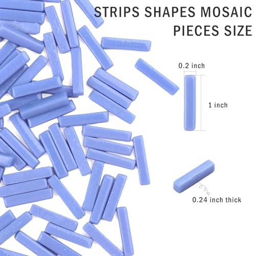 150g Blue Strips Glass Mosaic Tiles for Crafts Bulk (5.29 Ounce)