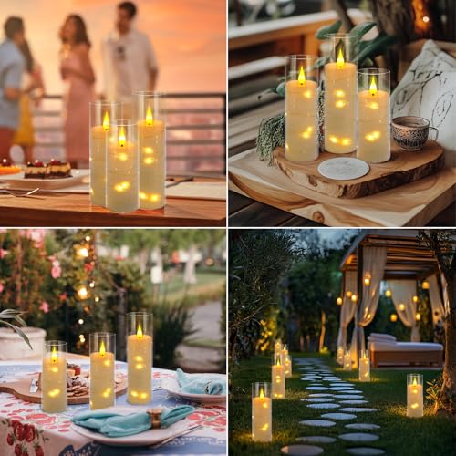 24 Pack Flameless Candles with Embedded Star String Fairy Lights