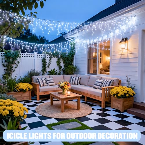 38.8ft 400 LED White Icicle Lights for Outside (38.8 Foot)