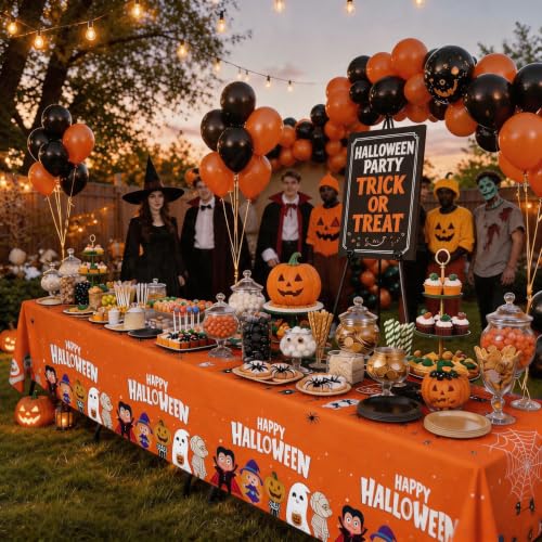 Halloween Tablecloth Disposable Table Cover Kids Birthday Party Decoration (4 Count)