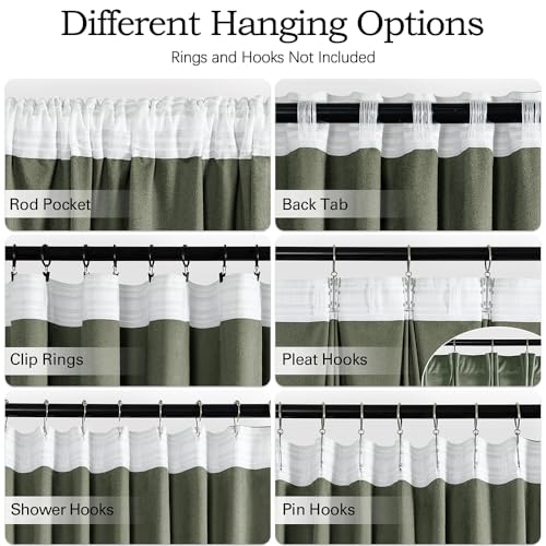 Sage Green Velvet Pinch Pleat Blackout Curtains W52 X L84 Inches (2 Count)