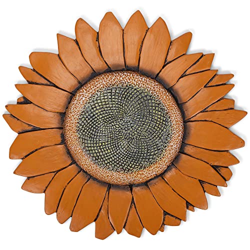 NAT & Jules Sunflower Shaped Dimensional Indoor Outdoor 12 inch Cast Resin Decorative Garden Stepping Stone