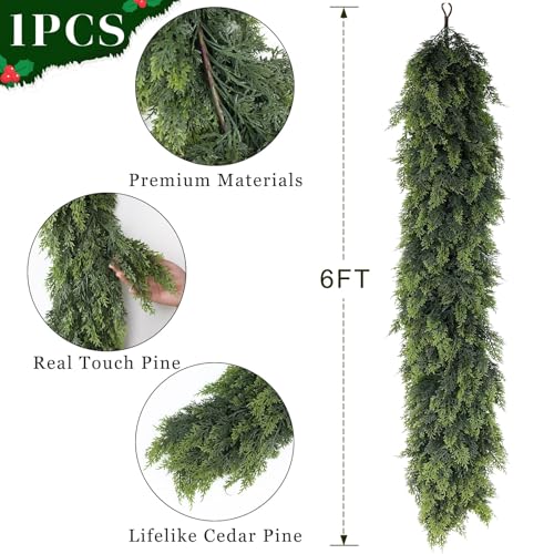 Lifelike Touch Artificial Cedar Garland for Christmas Decor