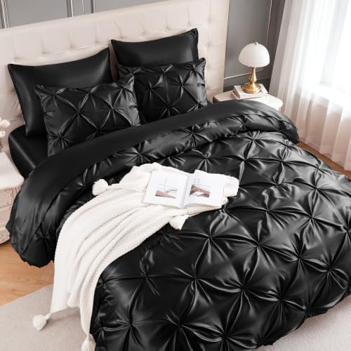 Satin Full Size Comforter Set Black