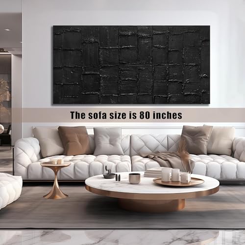 Minimalist Wall Paintings for Office Extra Large Canvas Wall Art for Dining Room Black Abstract Pictures for Living Room Size 36 x 72 Inch