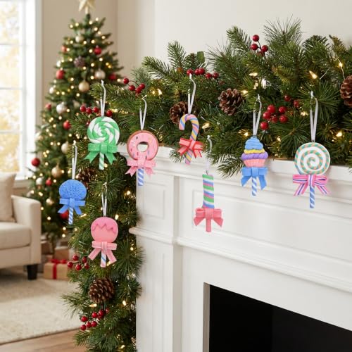 9 Pcs Pastel Christmas Lollipop Ornaments (9 Count)