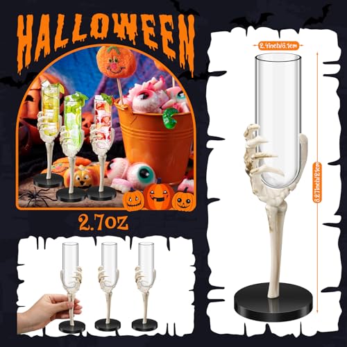 6 Pcs Halloween Skeleton Hand Wine Glass 2.7 oz Halloween Goblets with Skeleton Hand Plastic Champagne Flutes Spooky Creepy Cups for Haunted House Party Decorations (6 Count)