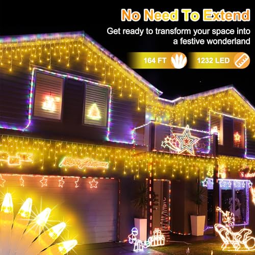 1296LED Christmas Lights with 288 Drops (131 Foot)