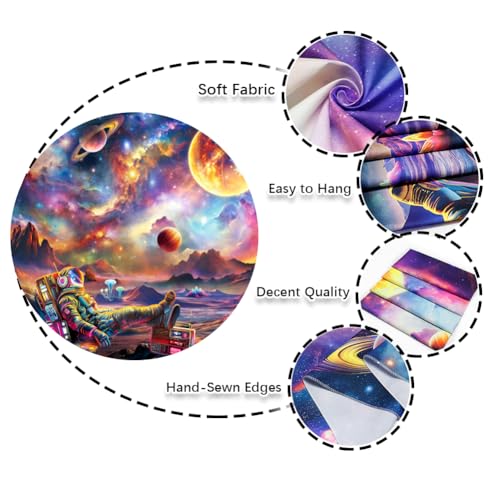 Blacklight Astronaut Tapestry UV Reactive Galaxy Space Tapestry Glow in The Dark Trippy Universe Planet Tapestries Neon Starry Sky Wall Hanging Decor for Home