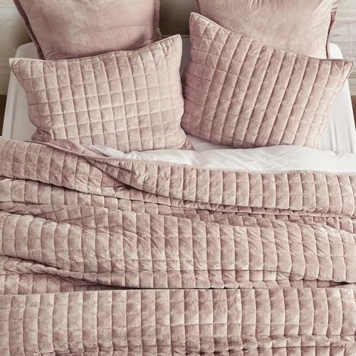 Channel Box Stitch Velvet Quilt Set