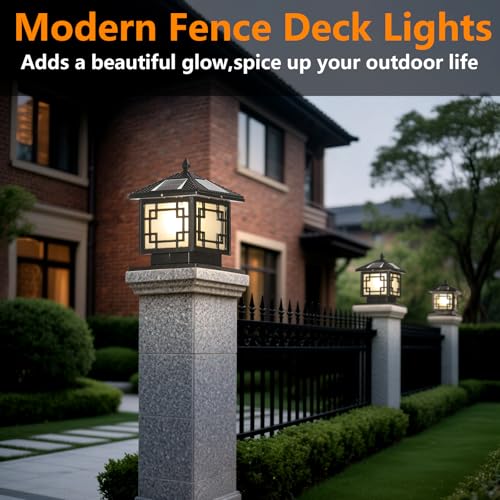 Solar Post Lights Outdoor Waterproof Column Light with Large Capacity Solar