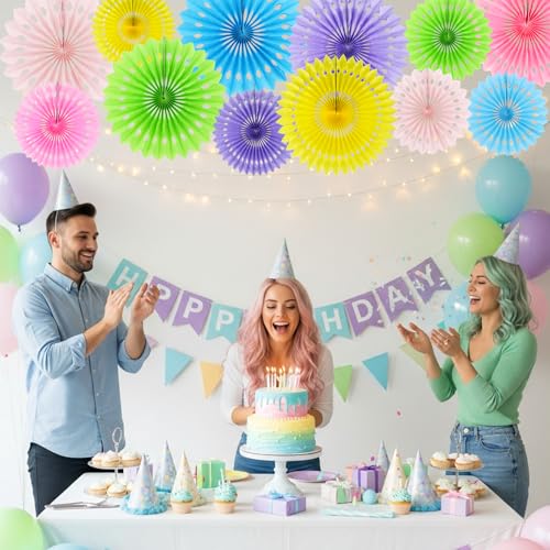 Honeycomb Round Paper Fans Macaron Hanging Party Decoration