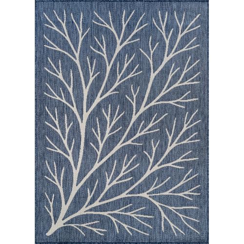 Washable Indoor Outdoor Rug 9x12 Modern Area Rugs Branch Pattern Non Shedding Waterproof Easy Clean Patio Deck Porch Living Room Bedroom Garden RV (108 Sq Ft)