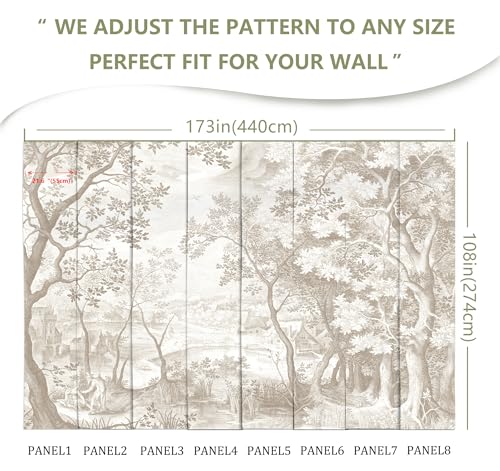 Vintage Beige Forest Woodland Mural Wallpaper