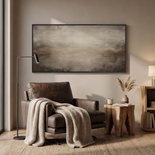 Large Framed Brown Abstract Wall Art for Living Room
