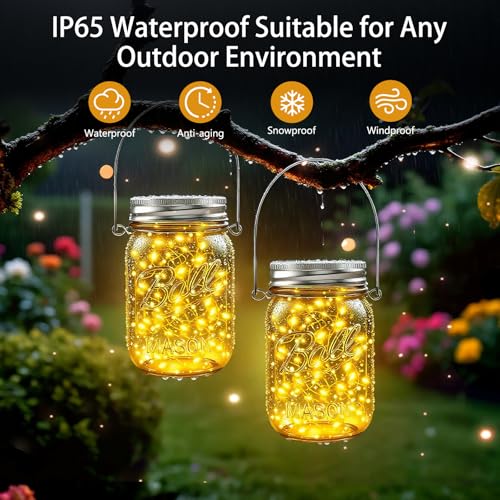Mason Jar Solar Lights for Outside (12 Count)