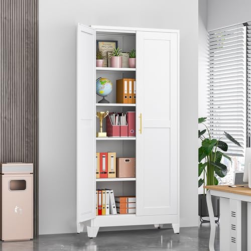 71" Tall Metal Storage Cabinet with 2 Doors and 4 Adjustable Shelves