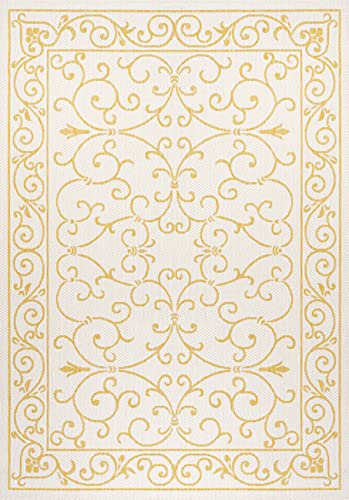 Vintage Filigree Indoor Outdoor Area Rug 9X12 Cream