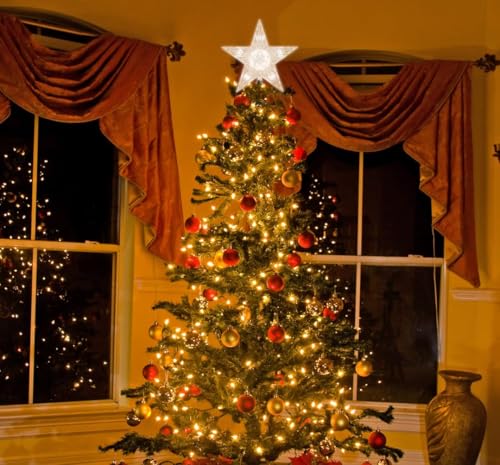 Christmas Tree Topper Star with 10 Clear Lights Star Topper for Christmas Tree Decorations