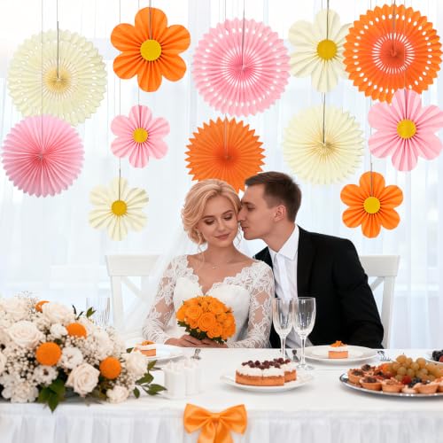 Orange Pink Floral Wall Backdrop (12 Count)