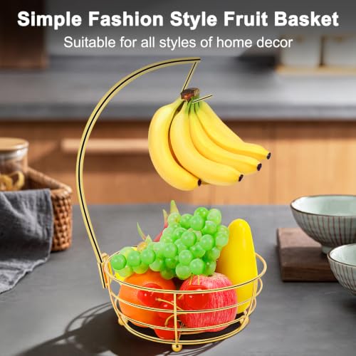 Countertop Fruit Basket Bowl with Banana Hanger