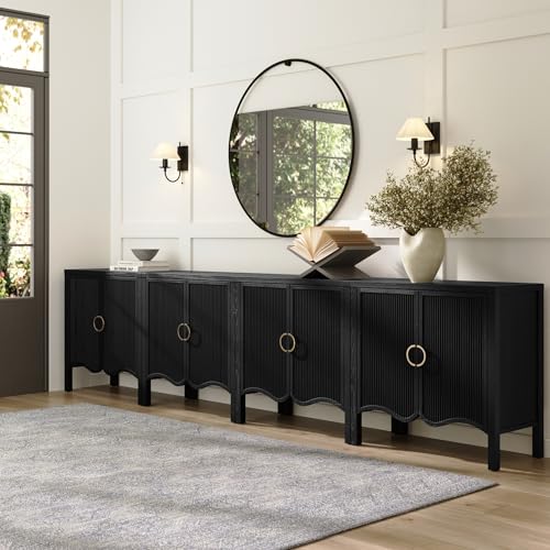Scott Transitional Fluted Accent Cabinet or Storage Cabinet for Living Room or Entryway with Solid Wood Panel