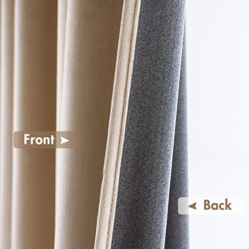 Camel Beige Blackout Velvet Curtains Drapes 96 Inch Long 52"x96" (2 Count)