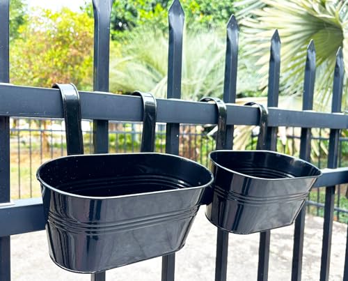 10" Metal Hanging Planter for Railing with Detachable Hooks (6 Count)