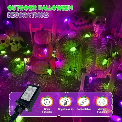 2PK 100 LED 98FT Connectable C9 Halloween Lights Outdoor (86 Foot)