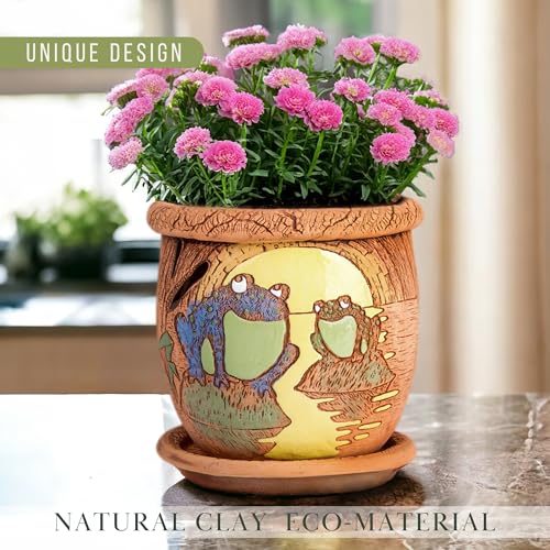 Ceramic Pot with Drainage Hole and Saucer