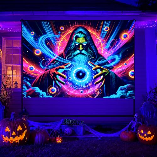 Blacklight Tapestry Cosmic Energy Room Wall Art 78 x 59 Inch