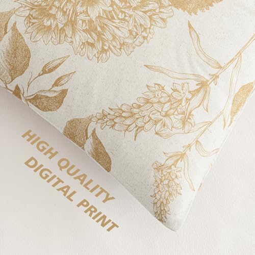Set of 2 Linen Floral Vintage Throw Pillow Covers Neutral Accent Print Decorative Cozy Cushion Covers Farmhouse Home Decor for Sofa Chair Couch Bed Living Room