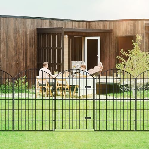 Metal Garden Fence with Gate 42 in x 23.3 ft (11732 sq in)