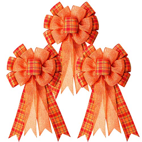 3Pcs Large Fall Thanksgiving Wreath Gift Bow (3 Count)
